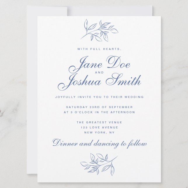 Elegante invitación a la boda con vegetación (Anverso)