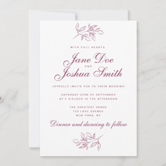Elegante invitación a la boda con vegetación