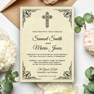 Elegante Invitación a la Boda Cristiana de la Cruz