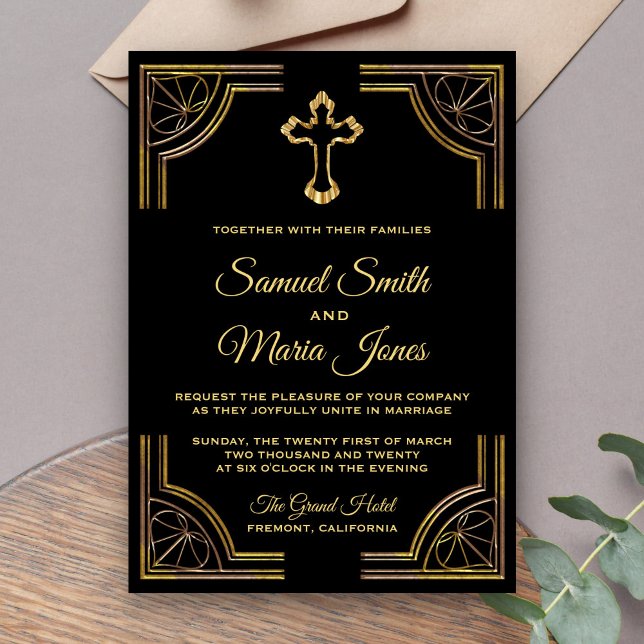 Elegante Invitación a la Boda Cristiana de la Cruz (Subido por el creador)