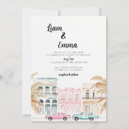 Elegante invitación a la boda cubana en La Habana
