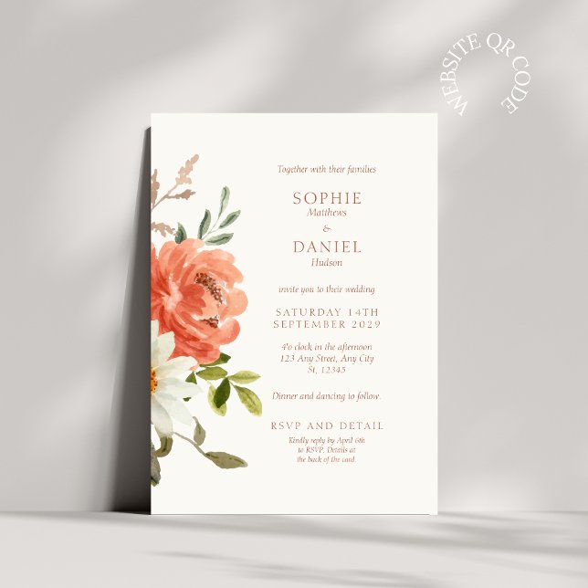 Elegante Invitación a la boda de acuarela floral (Subido por el creador)