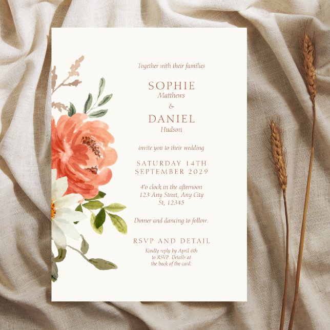 Elegante Invitación a la boda de acuarela floral (Subido por el creador)