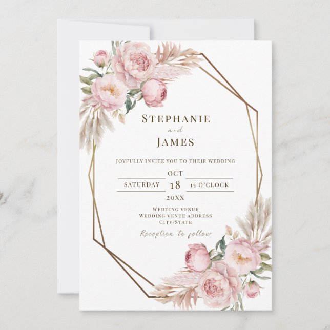 Elegante Invitación a la boda de acuarela floral r (Anverso)