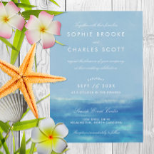 Elegante Invitación a la boda de acuarela oceánica