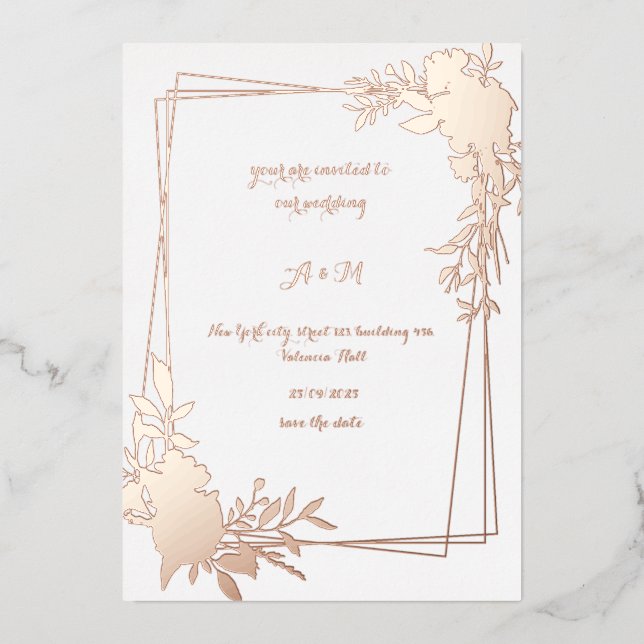 Elegante invitación a la boda de arco floral | (Anverso)
