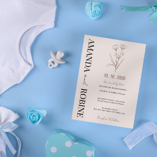 Elegante invitación a la boda de arte de línea Min