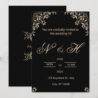 Elegante invitación a la boda de Black & Gold