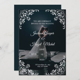 Elegante invitación a la boda de Black & Gold