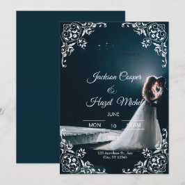 Elegante invitación a la boda de Black & Gold