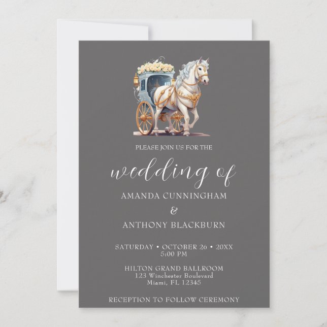 Elegante Invitación a la boda de bodas con carreta (Anverso)