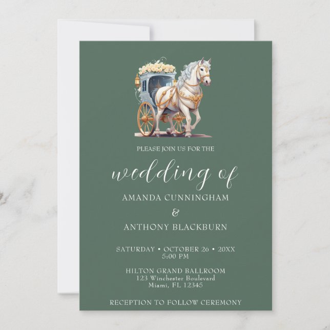 Elegante Invitación a la boda de bodas con carreta (Anverso)