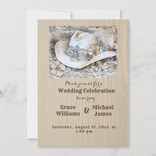 Elegante invitación a la boda de Boho Occidental (Anverso)