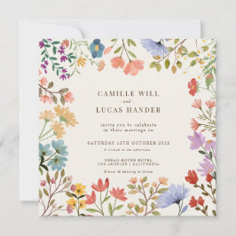Elegante invitación a la boda de Boho Wildflower