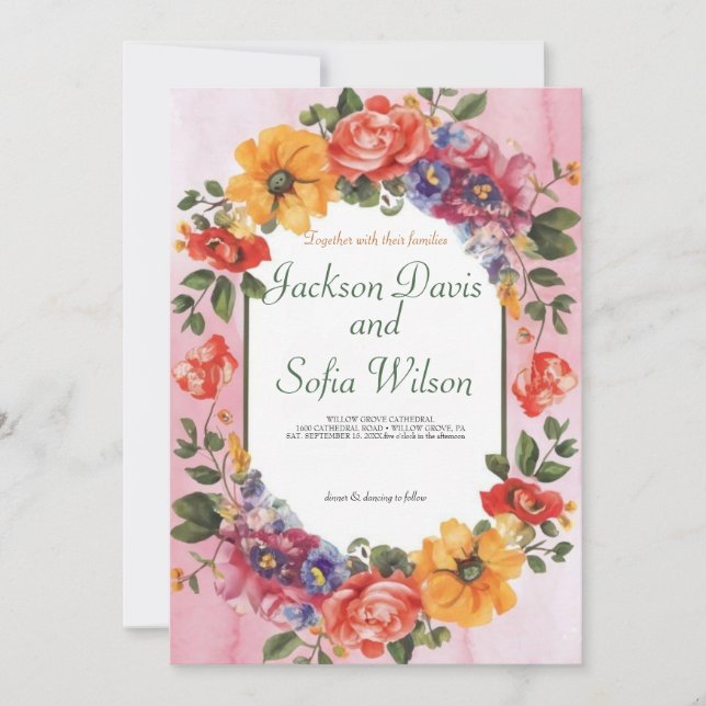 Elegante invitación a la boda de Boho Wildflower (Anverso)