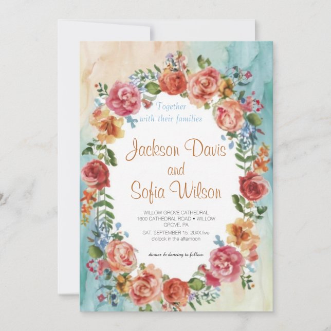 Elegante invitación a la boda de Boho Wildflower (Anverso)