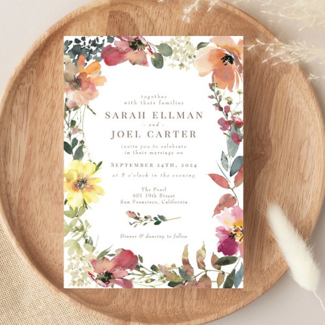 Elegante invitación a la boda de Boho Wildflower (Subido por el creador)