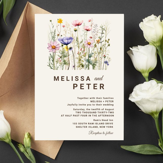 Elegante invitación a la boda de Boho Wildflower (Subido por el creador)