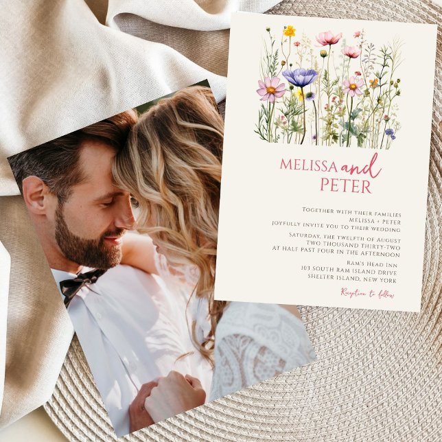 Elegante invitación a la boda de Boho Wildflower (Subido por el creador)