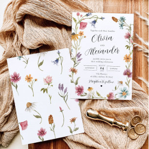 Elegante invitación a la boda de Boho Wildflower