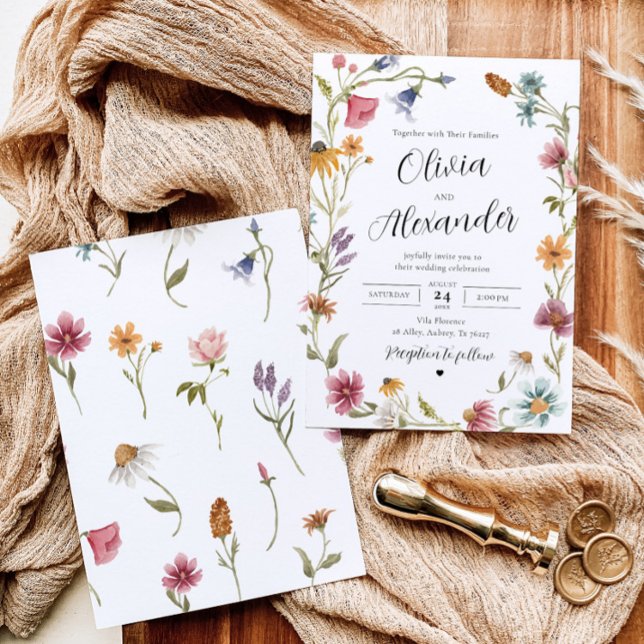 Elegante invitación a la boda de Boho Wildflower (Subido por el creador)