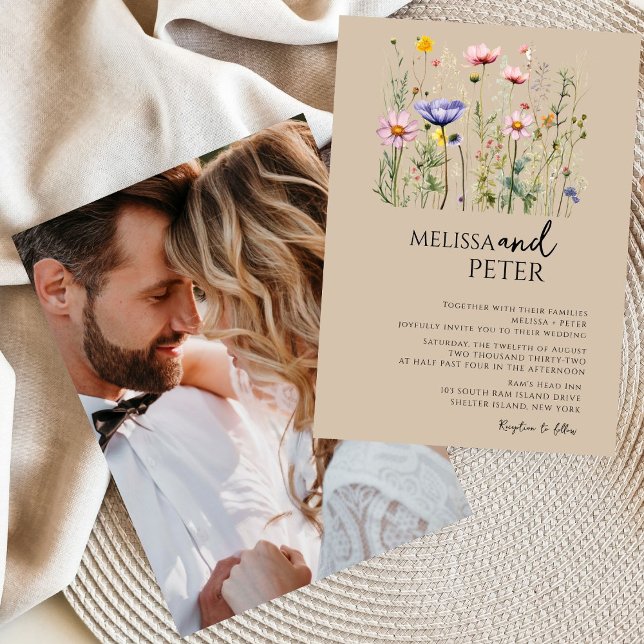Elegante invitación a la boda de Boho Wildflower (Subido por el creador)