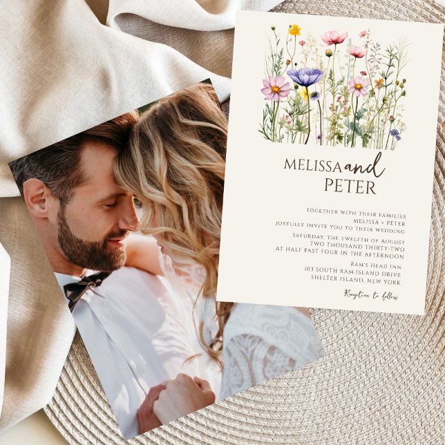 Elegante invitación a la boda de Boho Wildflower (Subido por el creador)