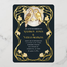 Elegante invitación a la boda de búhos de estilo A