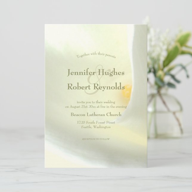 Elegante invitación a la boda de Calla Blanca Lily (Anverso de pie)