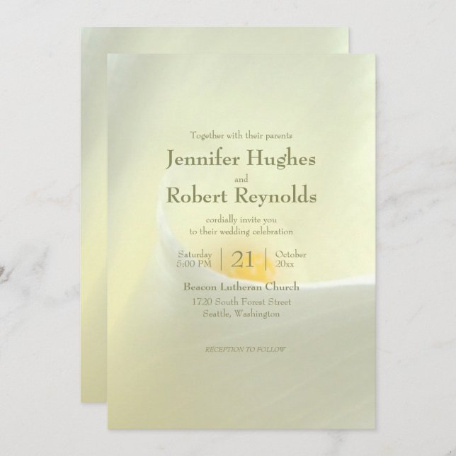 Elegante invitación a la boda de Calla Blanca Lily (Anverso / Reverso)