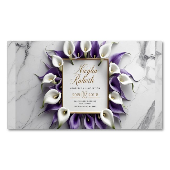 Elegante invitación a la boda de Calla púrpura con (Anverso)