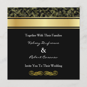 Elegante invitación a la boda de camuflaje