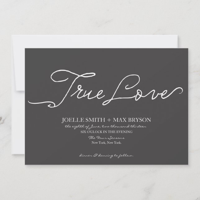 Elegante invitación a la boda de carbón vegetal (Anverso)