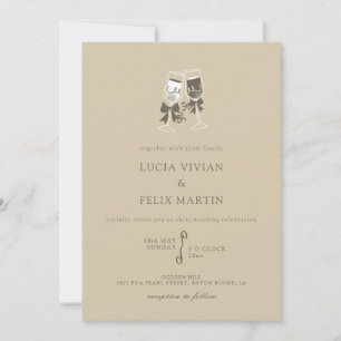 Elegante Invitación a la Boda de Champagne verde a