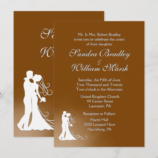 Elegante invitación a la boda de chocolate (Anverso / Reverso)