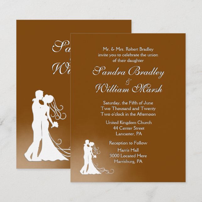 Elegante invitación a la boda de chocolate (Anverso / Reverso)