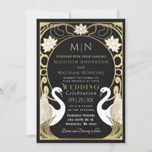 Elegante invitación a la boda de cisnes de estilo