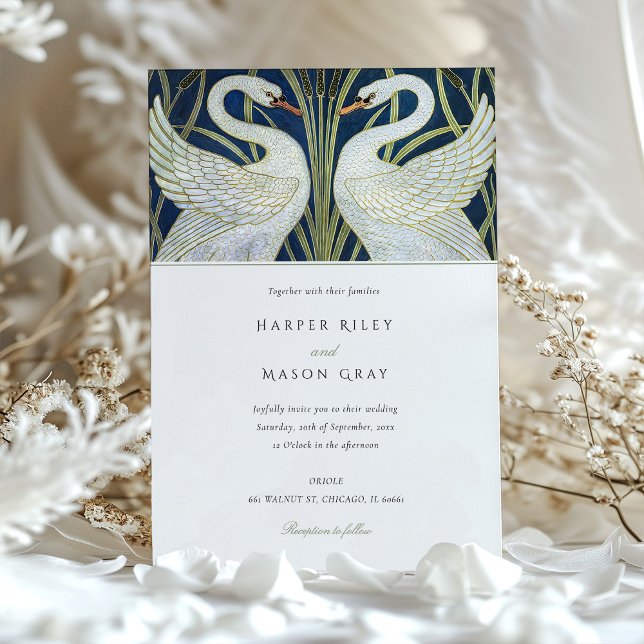 Elegante invitación a la boda de cisnes Walter Cra (Subido por el creador)