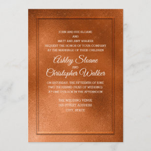 Elegante Invitación a la boda de cobre y crema #3