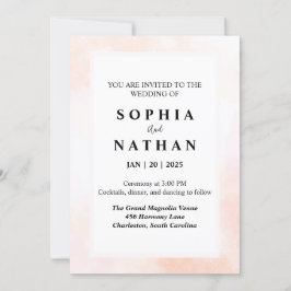 Elegante Invitación a la boda de color de agua de