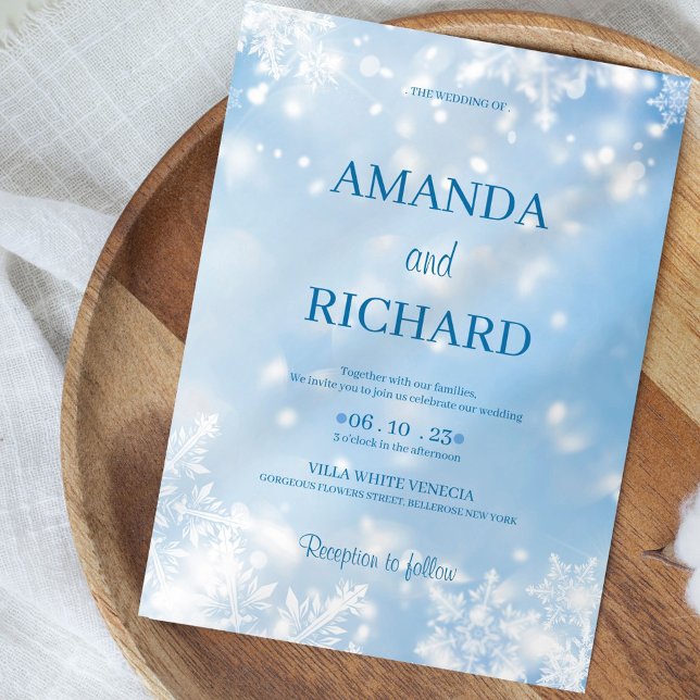 Elegante invitación a la boda de copos de nieve az (Subido por el creador)