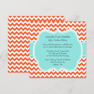 Elegante invitación a la boda de Coral y Aquamarin