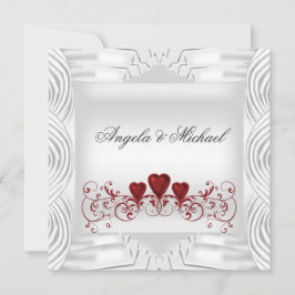 Elegante Invitación a la boda de corazones rojos b