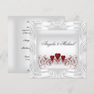 Elegante Invitación a la boda de corazones rojos b