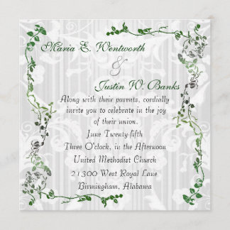 Elegante Invitación a la boda de Damasco Blanco cu