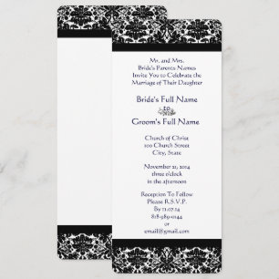 Elegante invitación a la boda de Damasco Negro