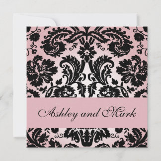 Elegante Invitación a la boda de Damasco Negro Ros