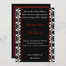 elegante invitación a la boda de damasco rojo