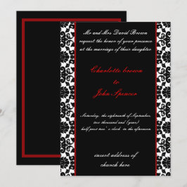 elegante invitación a la boda de damasco rojo