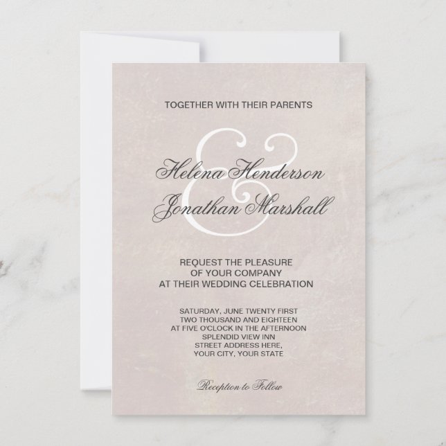 Elegante invitación a la boda de Damasco toscana (Reverso)